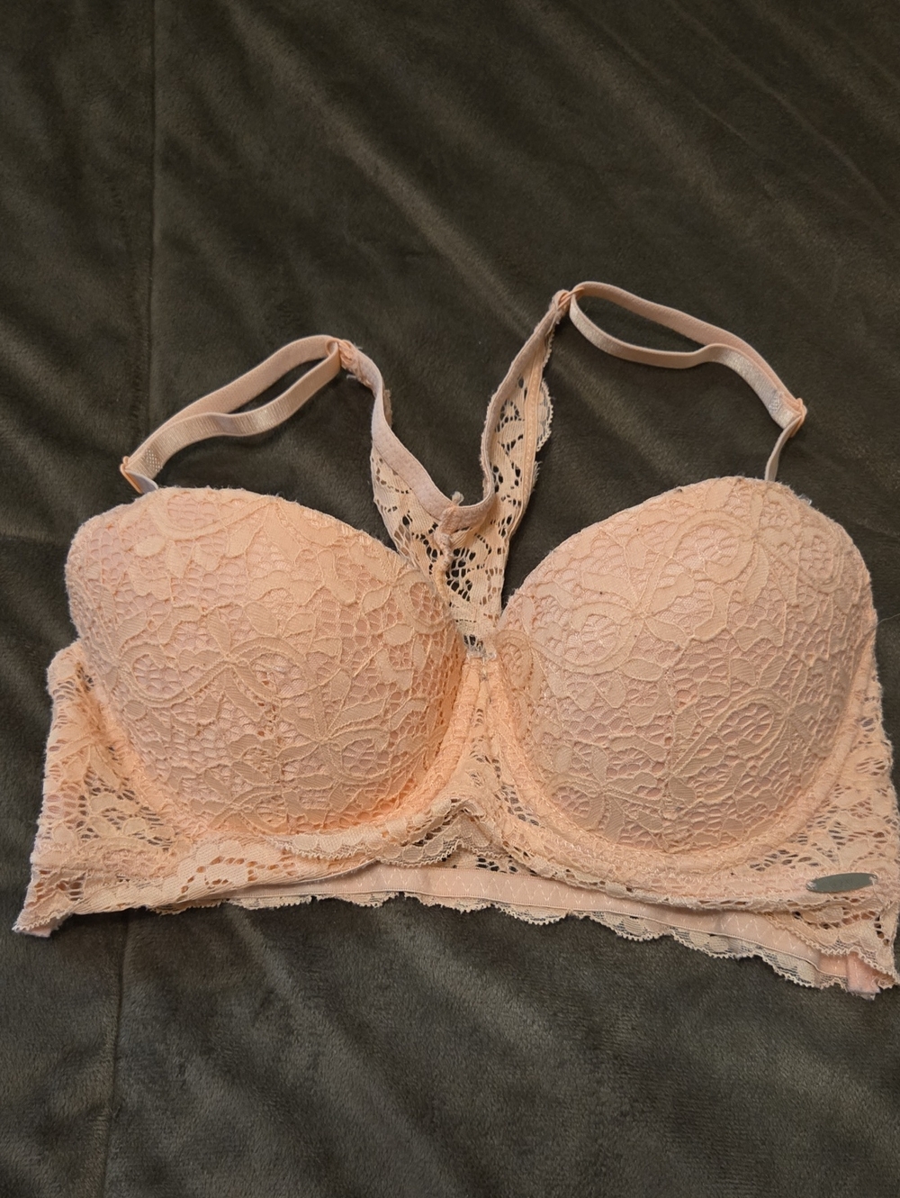 XOXO Peach Deep Plunge Push-up Bra With T Back Lace 36C